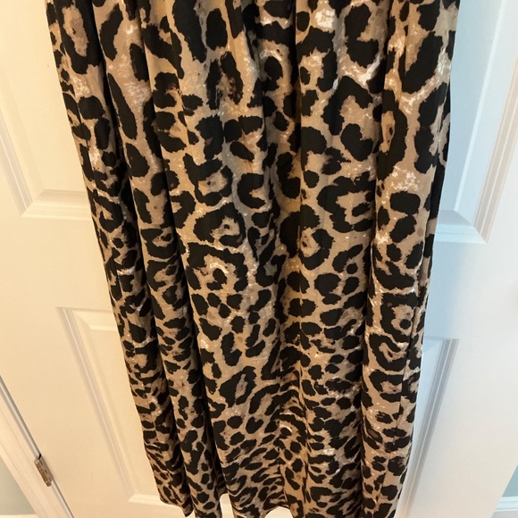 Animal Print Dress Milkmaid Whimsical Dark Cottage Core Maxi Size Large Leopard - Picture 6 of 6